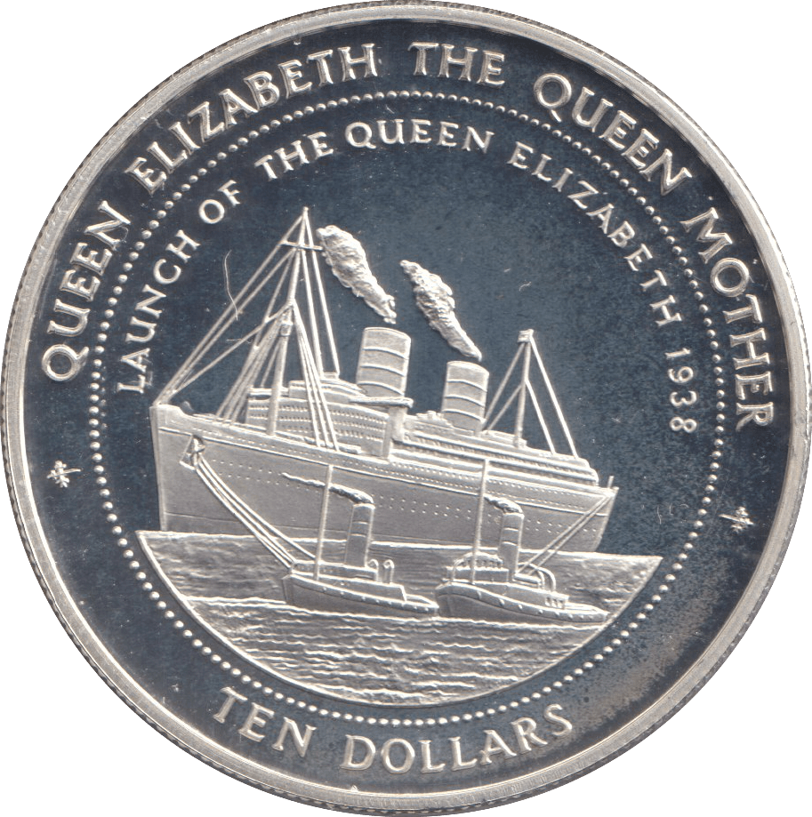 1998 SILVER PROOF TEN DOLLARS LAUNCH OF THE QUEEN ELIZABETH - SILVER WORLD COINS - Cambridgeshire Coins