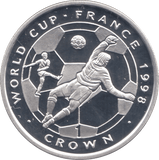 1998 SILVER PROOF WORLD CUP FRANCE COMMEMORATIVE CROWN ISLE OF MAN - SILVER WORLD COINS - Cambridgeshire Coins