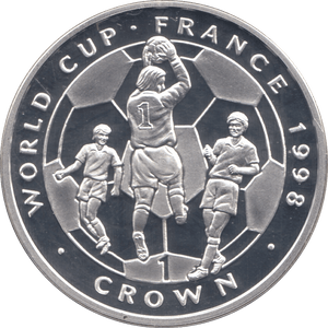 1998 SILVER PROOF WORLD CUP FRANCE COMMEMORATIVE CROWN ISLE OF MAN - SILVER WORLD COINS - Cambridgeshire Coins