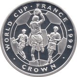 1998 SILVER PROOF WORLD CUP FRANCE COMMEMORATIVE CROWN ISLE OF MAN - SILVER WORLD COINS - Cambridgeshire Coins