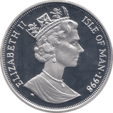 1998 SILVER PROOF WORLD CUP FRANCE COMMEMORATIVE CROWN ISLE OF MAN - SILVER WORLD COINS - Cambridgeshire Coins