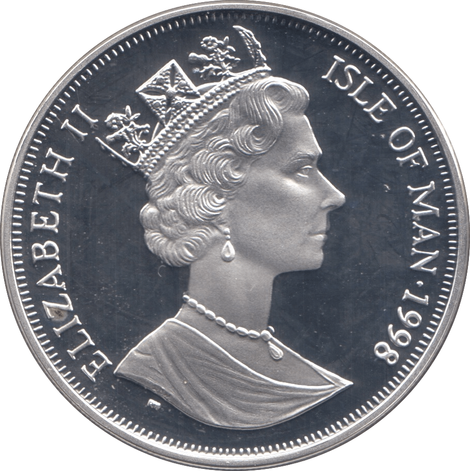 1998 SILVER PROOF WORLD CUP FRANCE COMMEMORATIVE CROWN ISLE OF MAN - SILVER WORLD COINS - Cambridgeshire Coins