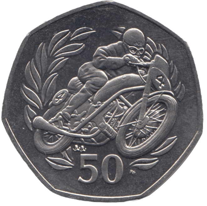 1999 BRIILLIANT UNCIRCULATED TT FIFTY PENCE ISLE OF MAN - WORLD COINS - Cambridgeshire Coins