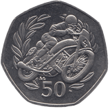 1999 BRIILLIANT UNCIRCULATED TT FIFTY PENCE ISLE OF MAN - WORLD COINS - Cambridgeshire Coins