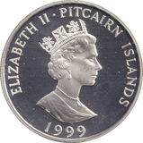 1999 FIVE DOLLARS PITCAIRN ISLANDS LIFE OF QUEEN ELIZABETH AND MOTHER - SILVER WORLD COINS - Cambridgeshire Coins
