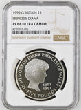 1999 FIVE POUND PRINCESS DIANA PF 68 ULTRA CAMEO - NGC OTHER COINS - Cambridgeshire Coins