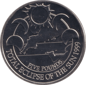 1999 FIVE POUNDS TOTAL ECLIPSE OF THE SUN ALDERNEY - WORLD COINS - Cambridgeshire Coins