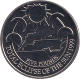 1999 FIVE POUNDS TOTAL ECLIPSE OF THE SUN ALDERNEY - WORLD COINS - Cambridgeshire Coins