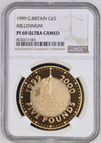 1999 GOLD FIVE POUND MILLENNIUM PF 69 ULTRA CAMEO - NGC GOLD COINS - Cambridgeshire Coins
