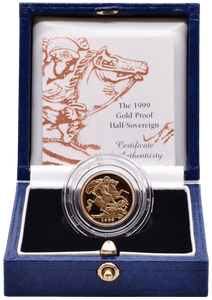 1999 GOLD PROOF HALF SOVEREIGN BOXED - GOLD PROOF HALF SOVEREIGNS - Cambridgeshire Coins