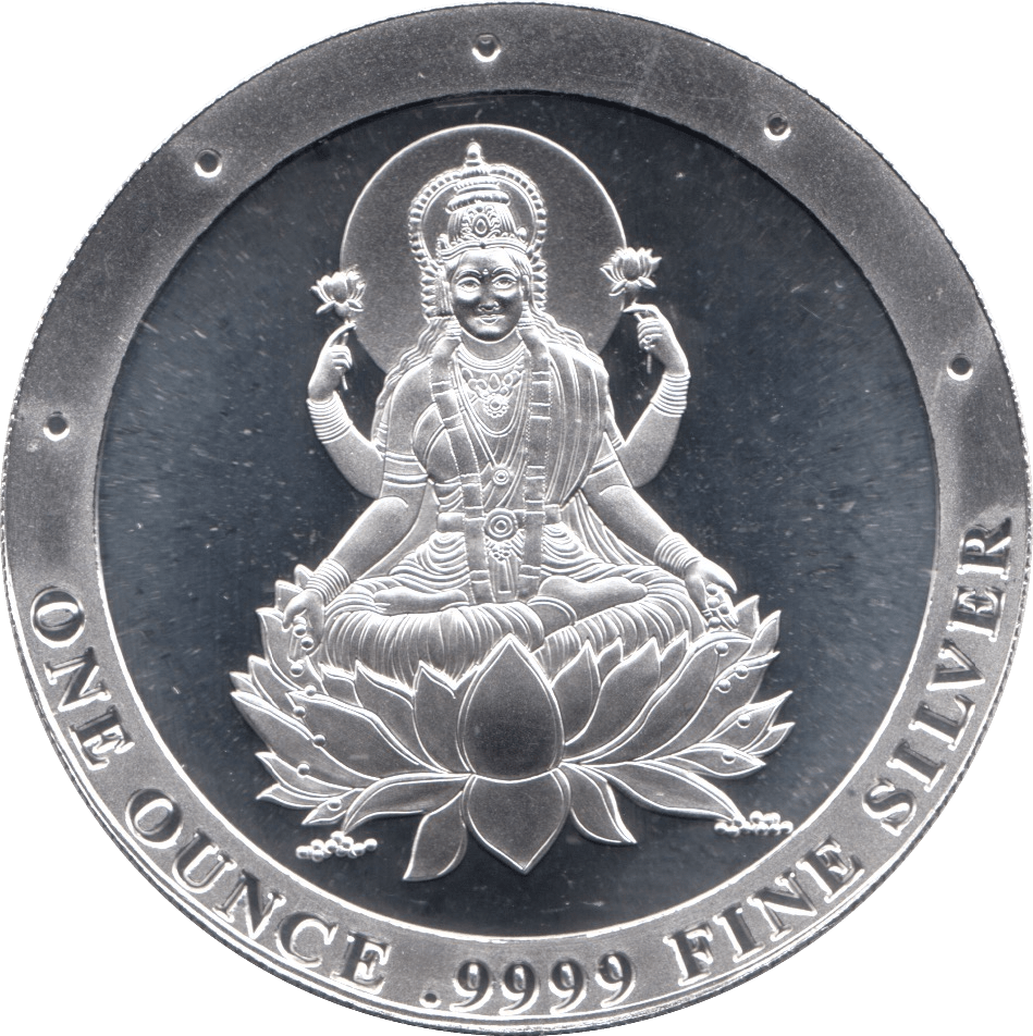 1999 ONE OUNCE SILVER LAKSHMI ROUND - SILVER WORLD COINS - Cambridgeshire Coins