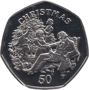 1999 PROOF VICTORIAN FAMILY CHRISTMAS 50P ISLE OF MAN - 50P CHRISTMAS COINS - Cambridgeshire Coins