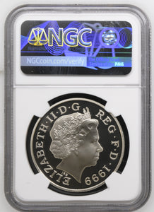 1999 £5 SILVER PROOF TWO OUNCE PRINCESS DIANA PF 69 ULTRA CAMEO - NGC SILVER COINS - Cambridgeshire Coins
