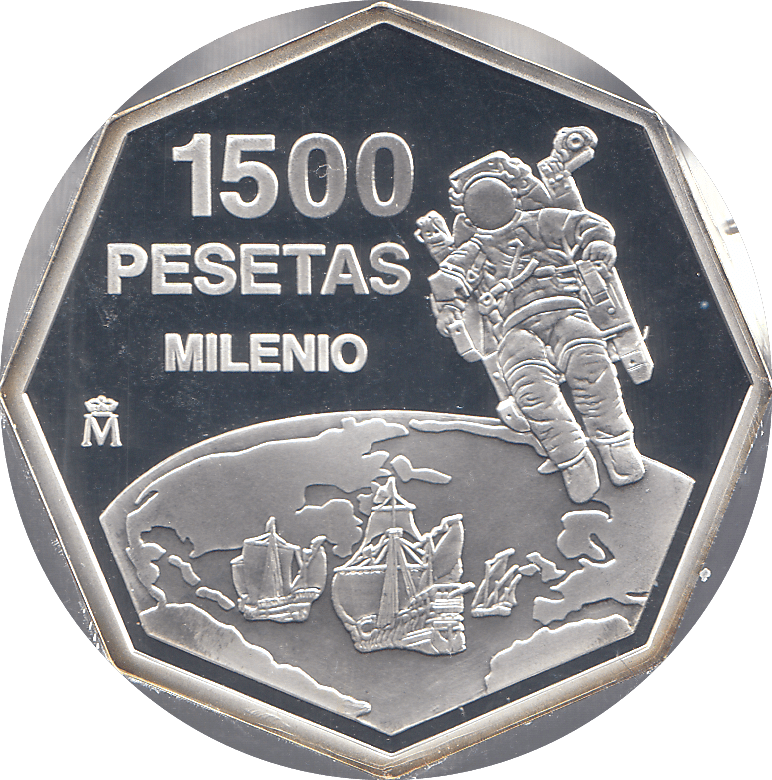 1999 SILVER MILLENIUM COIN 1500 PESETAS SPAIN ( PROOF ) - SILVER PROOF - Cambridgeshire Coins