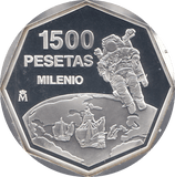 1999 SILVER MILLENIUM COIN 1500 PESETAS SPAIN ( PROOF ) - SILVER PROOF - Cambridgeshire Coins