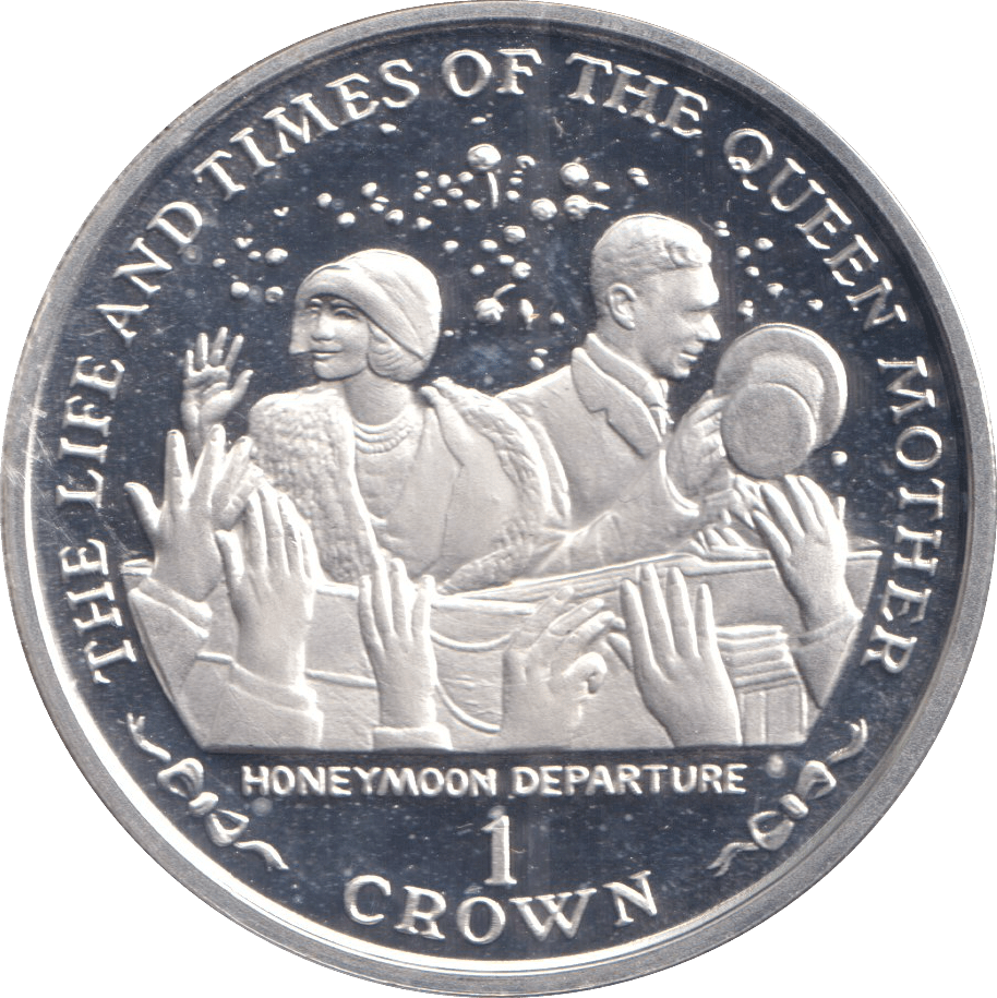 1999 SILVER ONE CROWN ISLE OF MAN QUEEN MOTHER - SILVER WORLD COINS - Cambridgeshire Coins
