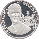 1999 SILVER PROOF 20 CROWNS THE PRINCE EDWARD AND MISS SOPHIE RHYS - JONES - Silver Proof - Cambridgeshire Coins