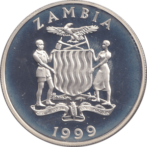 1999 SILVER PROOF 5000 KWACHA ZAMBIA - SILVER WORLD COINS - Cambridgeshire Coins