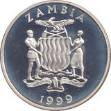 1999 SILVER PROOF 5000 KWACHA ZAMBIA - SILVER WORLD COINS - Cambridgeshire Coins