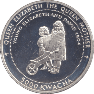 1999 SILVER PROOF 5000 KWACHA ZAMBIA - SILVER WORLD COINS - Cambridgeshire Coins