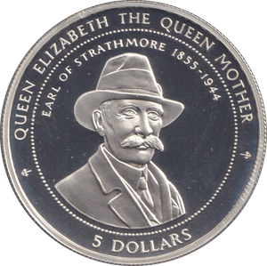 1999 SILVER PROOF FIVE DOLLARS EARL OF STRATHMORE - SILVER WORLD COINS - Cambridgeshire Coins