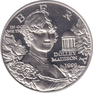 1999 SILVER PROOF LIBERTY DOLLAR USA - SILVER WORLD COINS - Cambridgeshire Coins