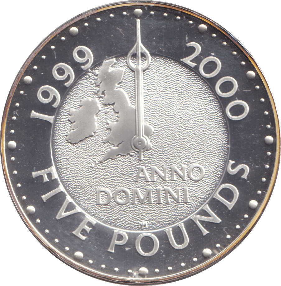 1999 SILVER PROOF MILLENNIUM FIVE POUNDS - SILVER WORLD COINS - Cambridgeshire Coins