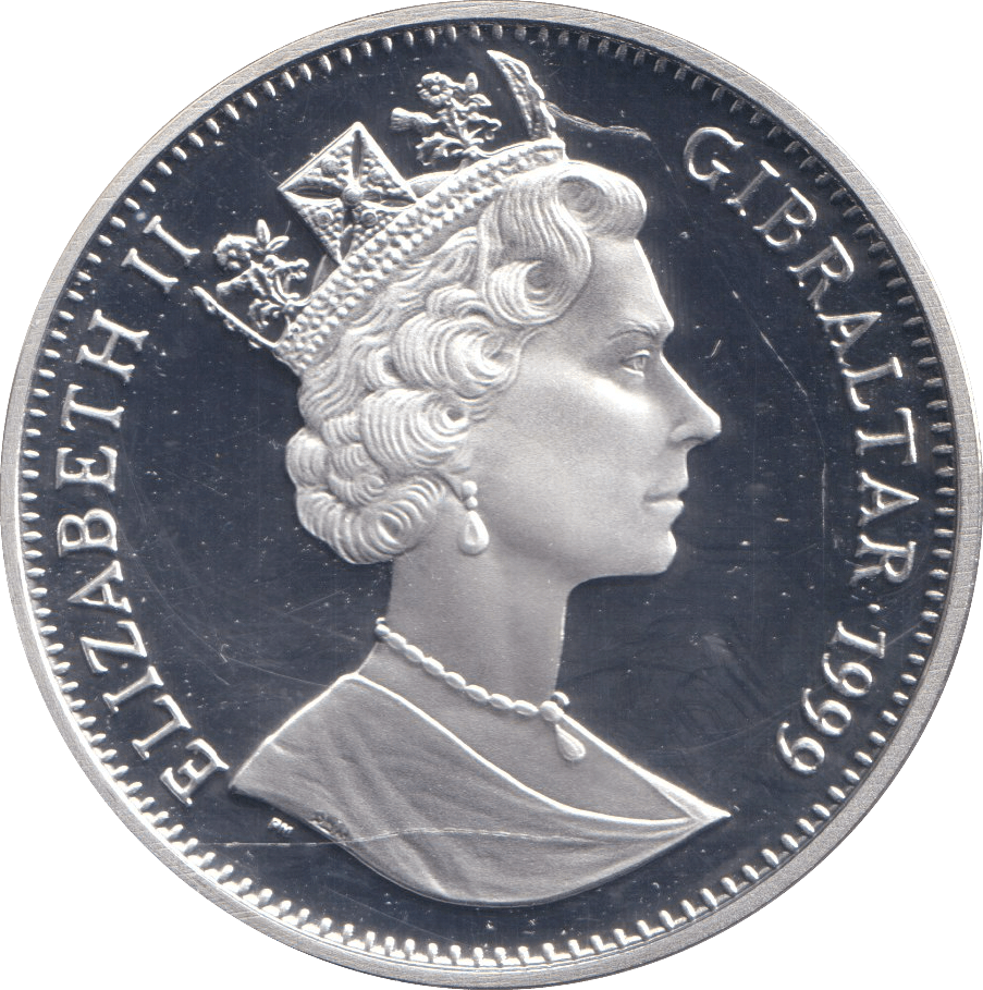 1999 SILVER PROOF ONE CROWN GIBRALTAR - SILVER WORLD COINS - Cambridgeshire Coins