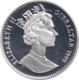 1999 SILVER PROOF ONE CROWN GIBRALTAR - SILVER WORLD COINS - Cambridgeshire Coins
