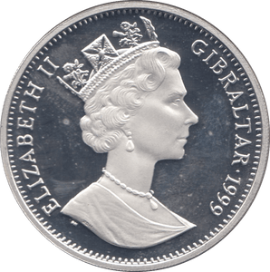 1999 SILVER PROOF ONE CROWN GIBRALTAR - SILVER WORLD COINS - Cambridgeshire Coins