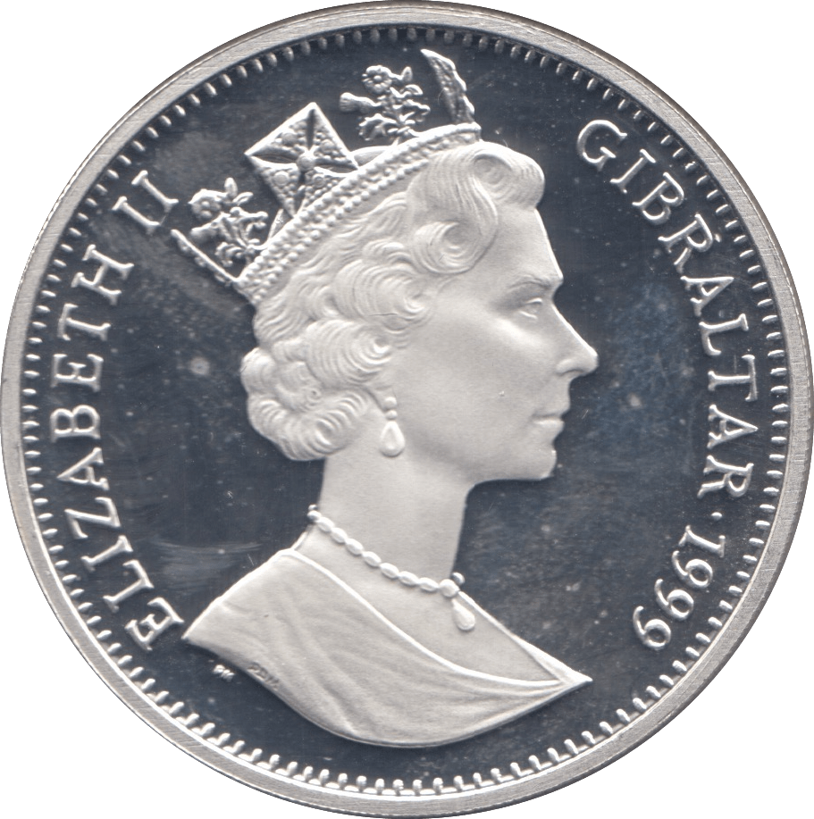 1999 SILVER PROOF ONE CROWN GIBRALTAR - SILVER WORLD COINS - Cambridgeshire Coins
