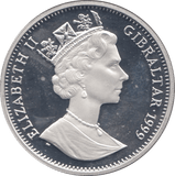 1999 SILVER PROOF ONE CROWN GIBRALTAR - SILVER WORLD COINS - Cambridgeshire Coins