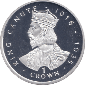 1999 SILVER PROOF ONE CROWN KING CANUTE - SILVER WORLD COINS - Cambridgeshire Coins