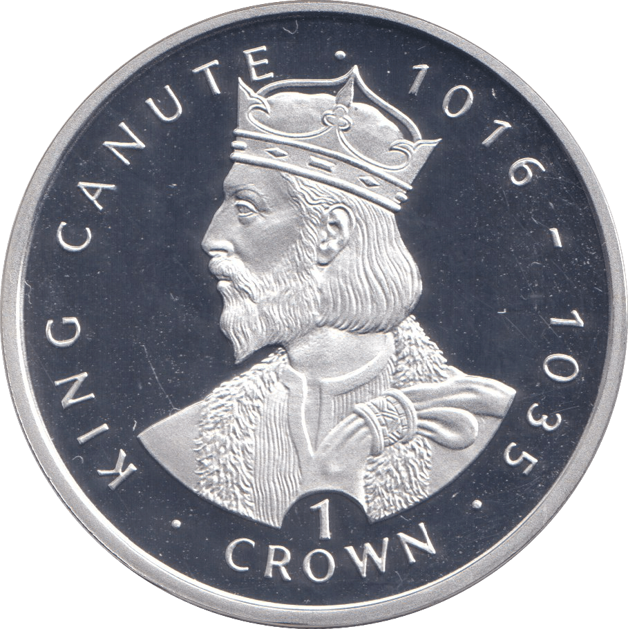 1999 SILVER PROOF ONE CROWN KING CANUTE - SILVER WORLD COINS - Cambridgeshire Coins