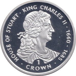1999 SILVER PROOF ONE CROWN KING CHARLES II - SILVER WORLD COINS - Cambridgeshire Coins