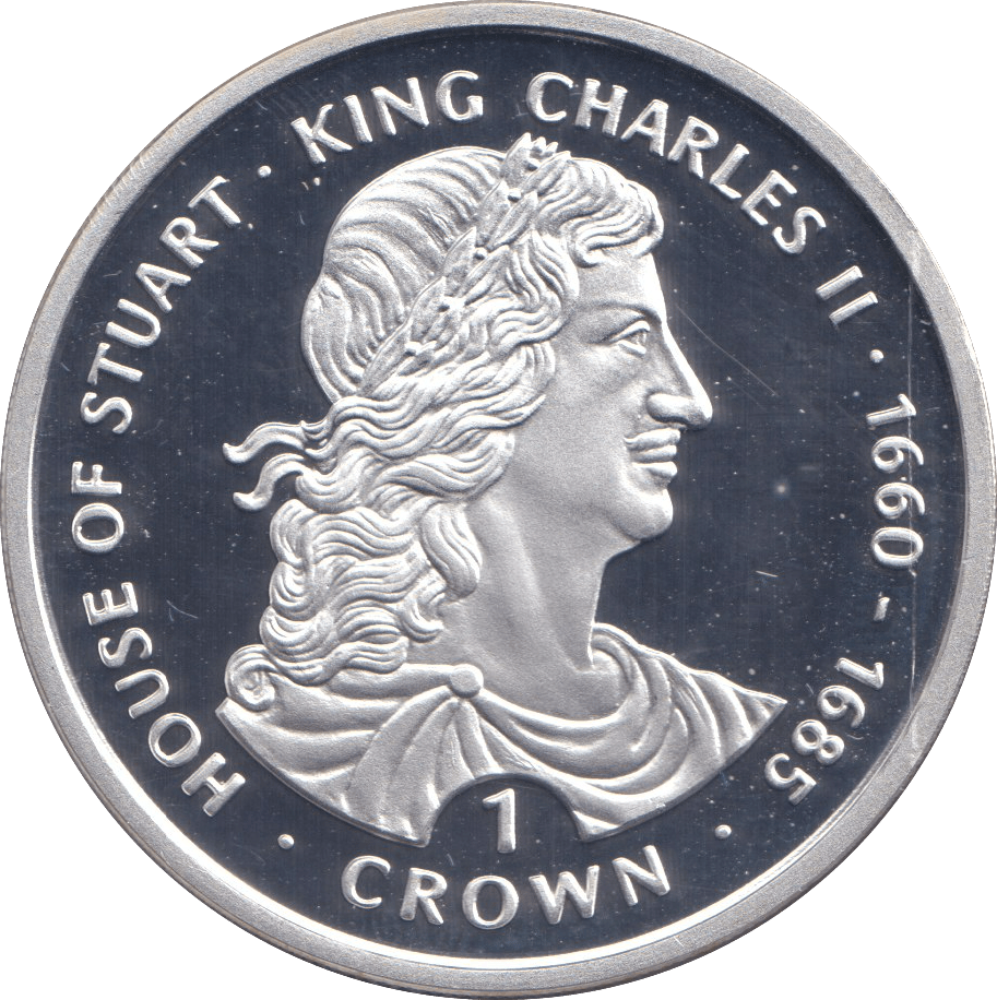 1999 SILVER PROOF ONE CROWN KING CHARLES II - SILVER WORLD COINS - Cambridgeshire Coins