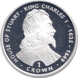 1999 SILVER PROOF ONE CROWN KING CHARLES I - SILVER WORLD COINS - Cambridgeshire Coins