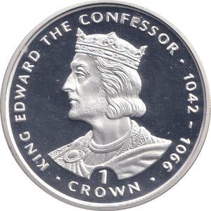 1999 SILVER PROOF ONE CROWN KING EDWARD THE CONFESSOR - SILVER WORLD COINS - Cambridgeshire Coins