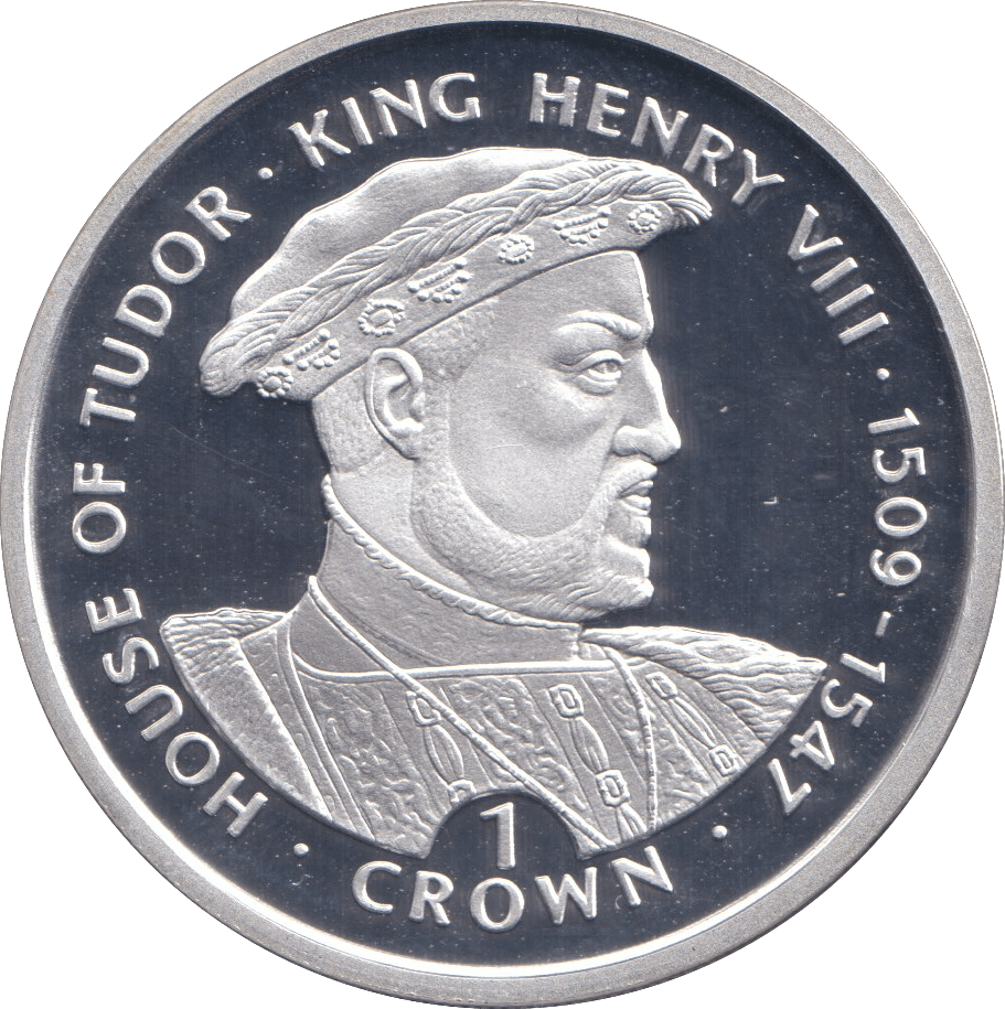 1999 SILVER PROOF ONE CROWN KING HENRY VIII - SILVER WORLD COINS - Cambridgeshire Coins