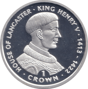 1999 SILVER PROOF ONE CROWN KING HENRY V - SILVER WORLD COINS - Cambridgeshire Coins