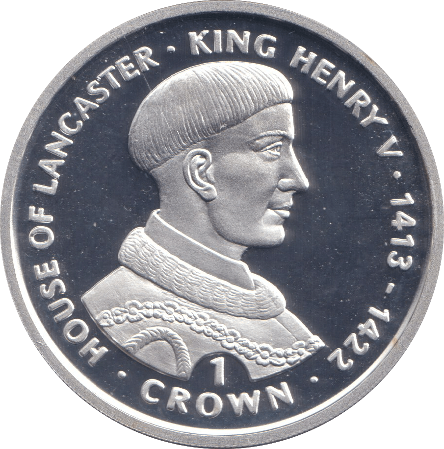 1999 SILVER PROOF ONE CROWN KING HENRY V - SILVER WORLD COINS - Cambridgeshire Coins
