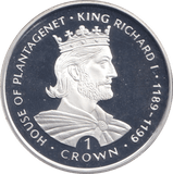 1999 SILVER PROOF ONE CROWN KING RICHARD I - SILVER WORLD COINS - Cambridgeshire Coins