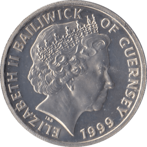 1999 SILVER PROOF ONE POUND GUERNSEY - SILVER WORLD COINS - Cambridgeshire Coins