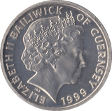 1999 SILVER PROOF ONE POUND GUERNSEY - SILVER WORLD COINS - Cambridgeshire Coins