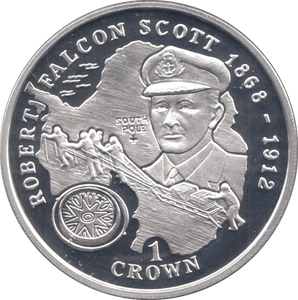 1999 SILVER PROOF ROBERT FALCON SCOTT COMMEMORATIVE CROWN ISLE OF MAN - SILVER WORLD COINS - Cambridgeshire Coins