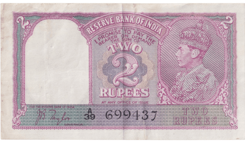 2 RUPEES BANKNOTE INDIA - WORLD BANKNOTES - Cambridgeshire Coins