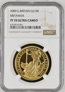2000 £100 GOLD 1OZ BRITANNIA ( NGC ) PF 70 ULTRA CAMEO - NGC GOLD COINS - Cambridgeshire Coins
