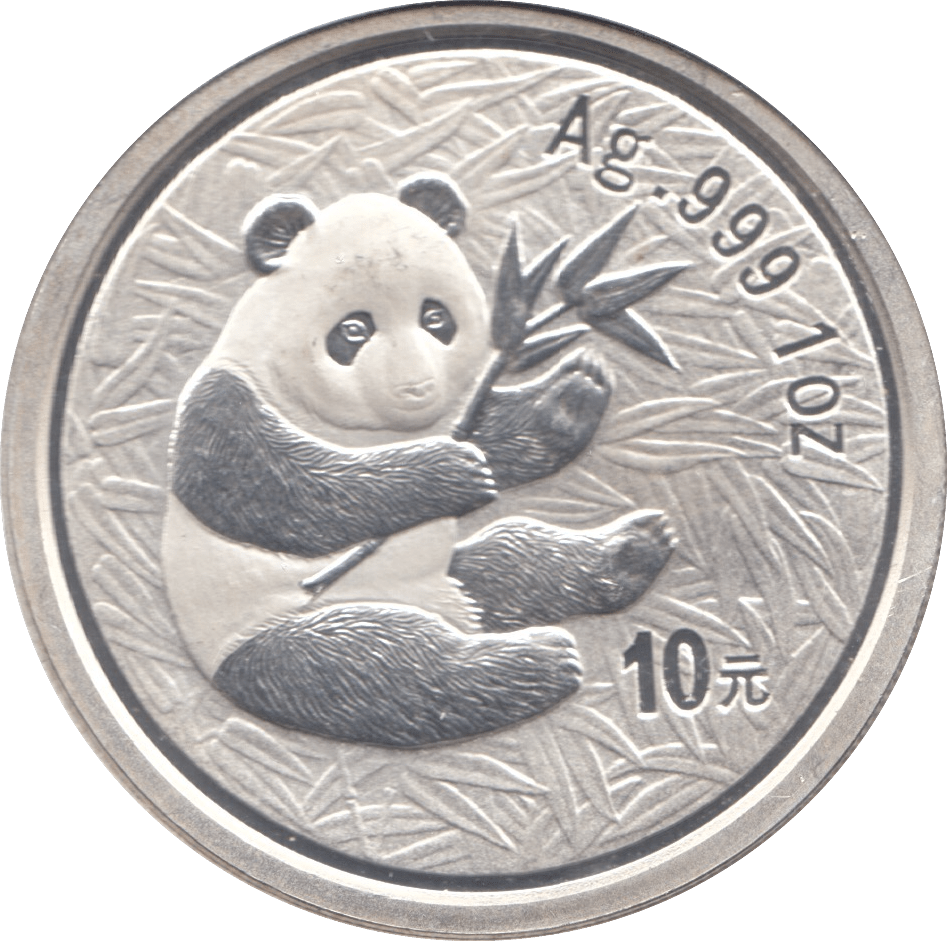 2000 1OZ CHINESE PANDA 10 YUEN .999 SILVER COIN PROOF - SILVER WORLD COINS - Cambridgeshire Coins