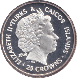 2000 GOLD ON SILVER 25 CROWNS - SILVER WORLD COINS - Cambridgeshire Coins