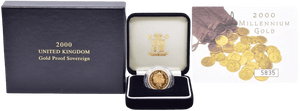 2000 GOLD PROOF SOVEREIGN BOXED - GOLD PROOF SOVEREIGNS - Cambridgeshire Coins